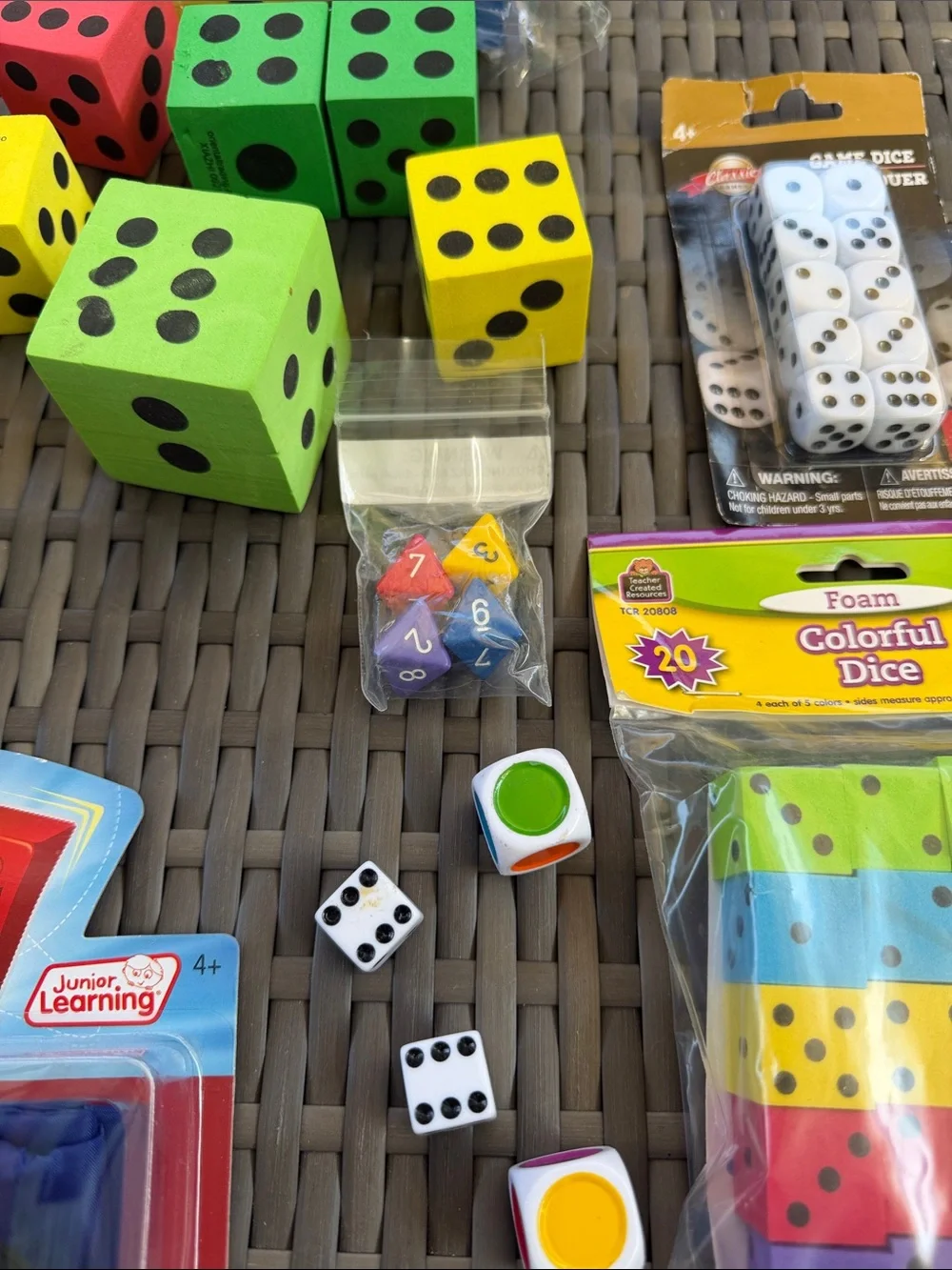 Colorful Foam Dice and Kids Game Set - Yellow, Green, Blue, Red
